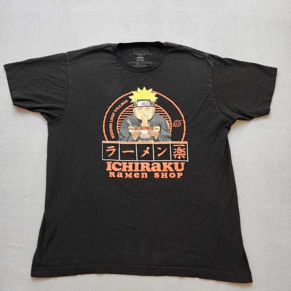 Naruto Shippuden Ichiraku Ramen Shop Graphic T-Shirt Mens Large Black Anime Tee